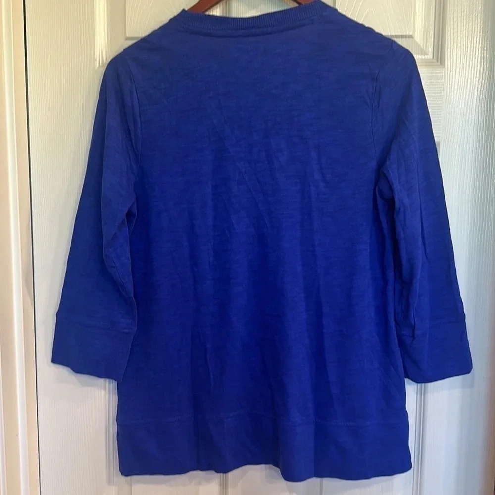 NWT Chico’s 3/4 Sleeve Size 0 Blue Shirt (S) - Picture 4 of 6